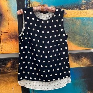 Dressy top size S black and white dots